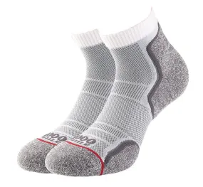 1000 Mile 2 Pack Run Anklet Socks - Womens - White/Grey