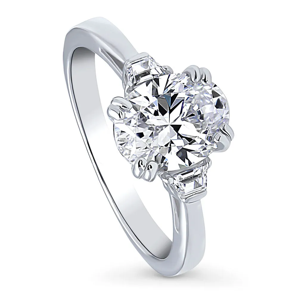 3-Stone 1.8ct Oval CZ Ring in Sterling Silver