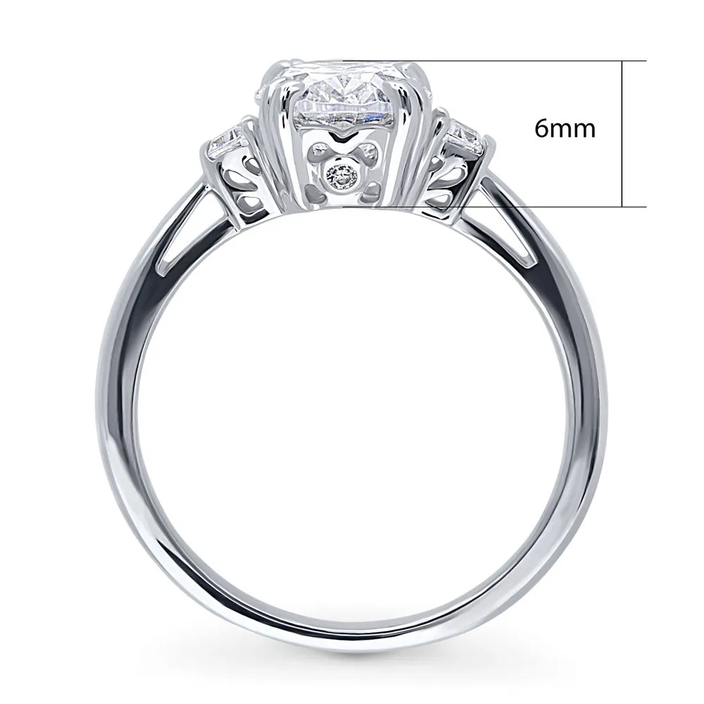 3-Stone 1.8ct Oval CZ Ring in Sterling Silver