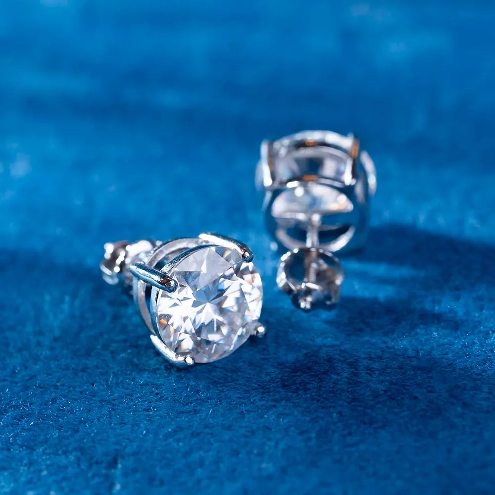 6MM Round Moissanite Stud Earrings