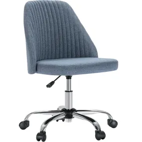 Armless Office Desk Chair, Adjustable Swivel Chair with Wheels for Small Spaces