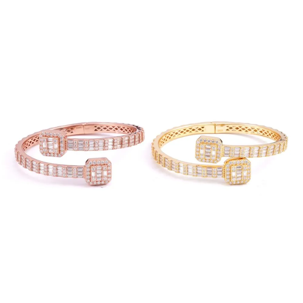 Baguette Bangle Bracelet 14K Gold