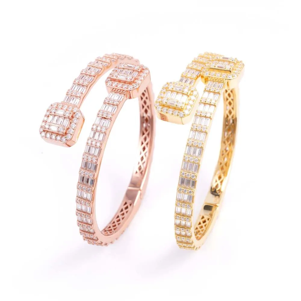 Baguette Bangle Bracelet 14K Gold