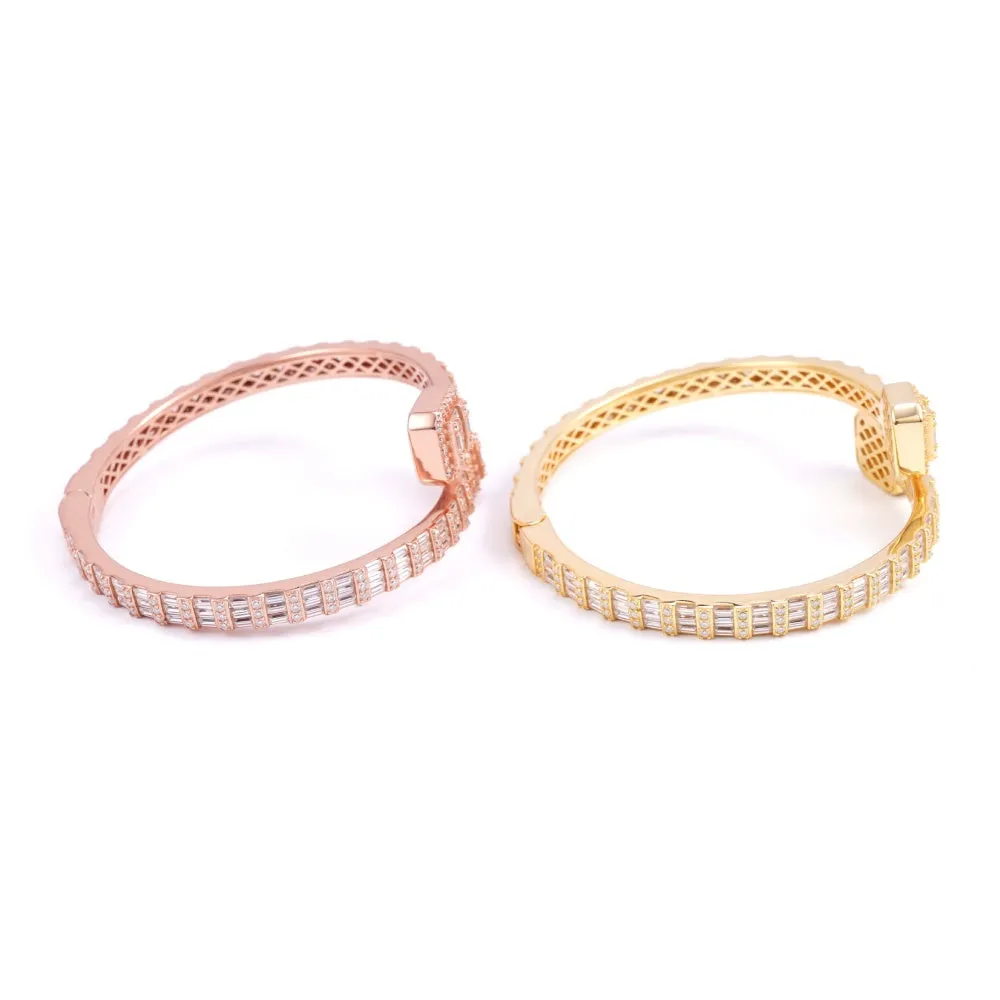 Baguette Bangle Bracelet 14K Gold