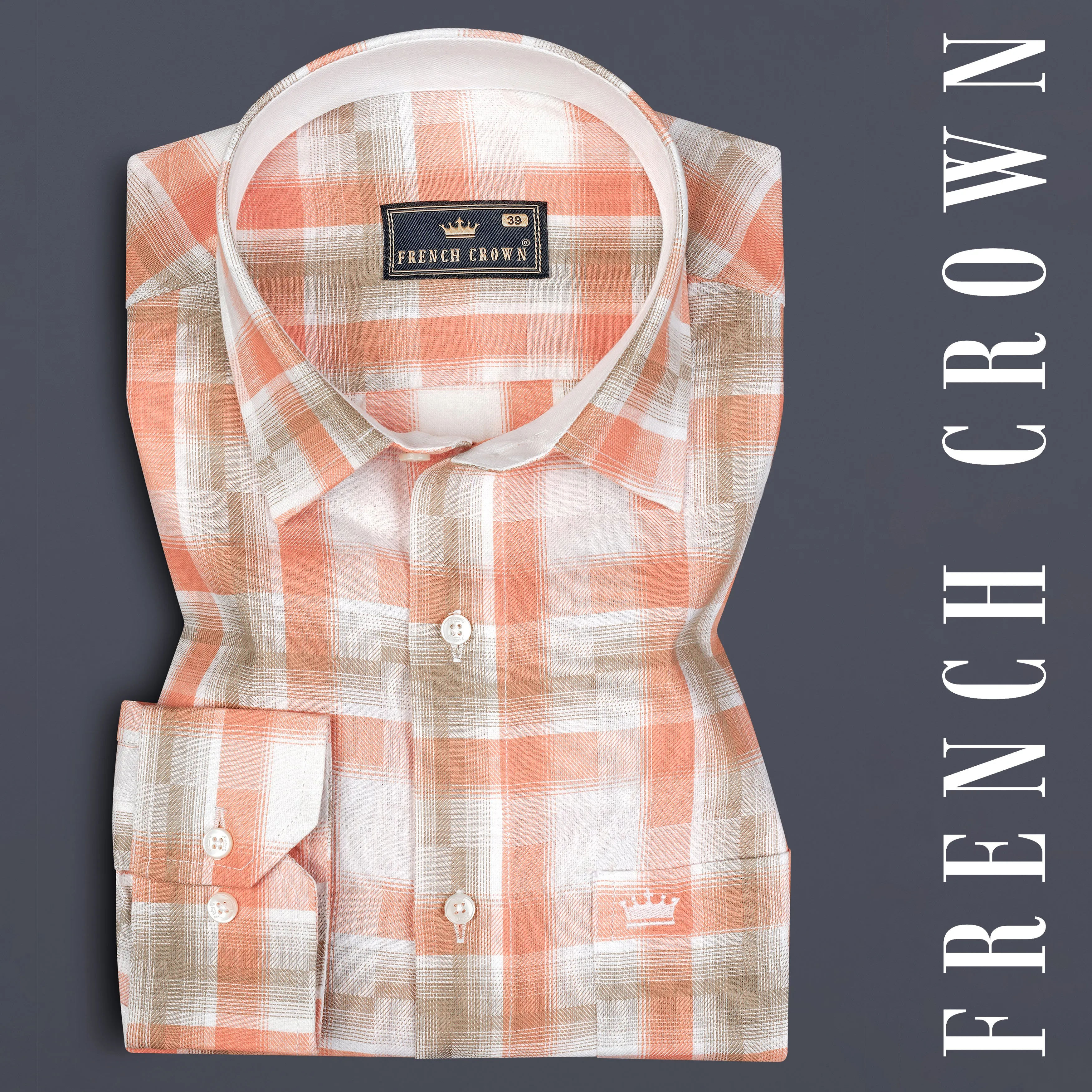 Beaver Brown and Zinnwaldite Twill Checkered Premium Cotton Shirt