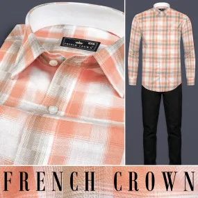 Beaver Brown and Zinnwaldite Twill Checkered Premium Cotton Shirt