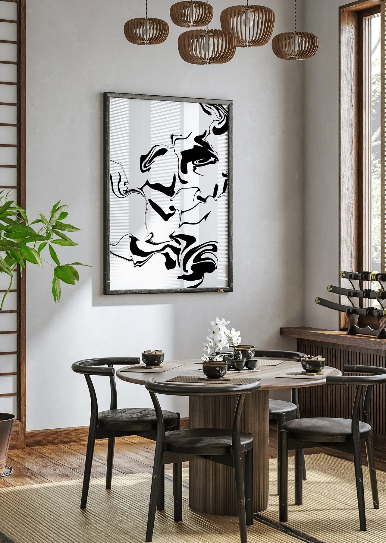 Black and White Abstract Wall Art Print (2)