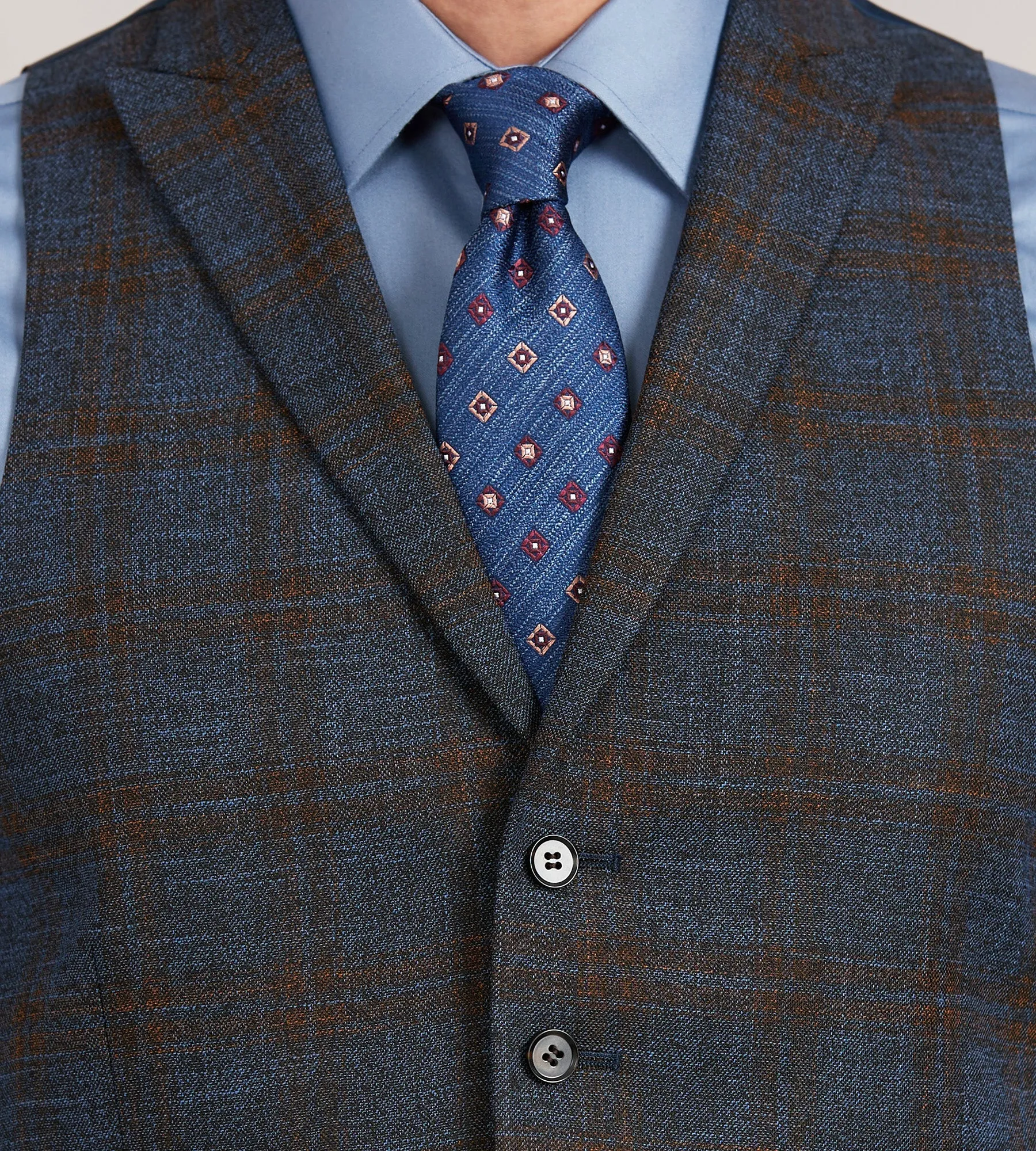 Blue Plaid Suit Vest