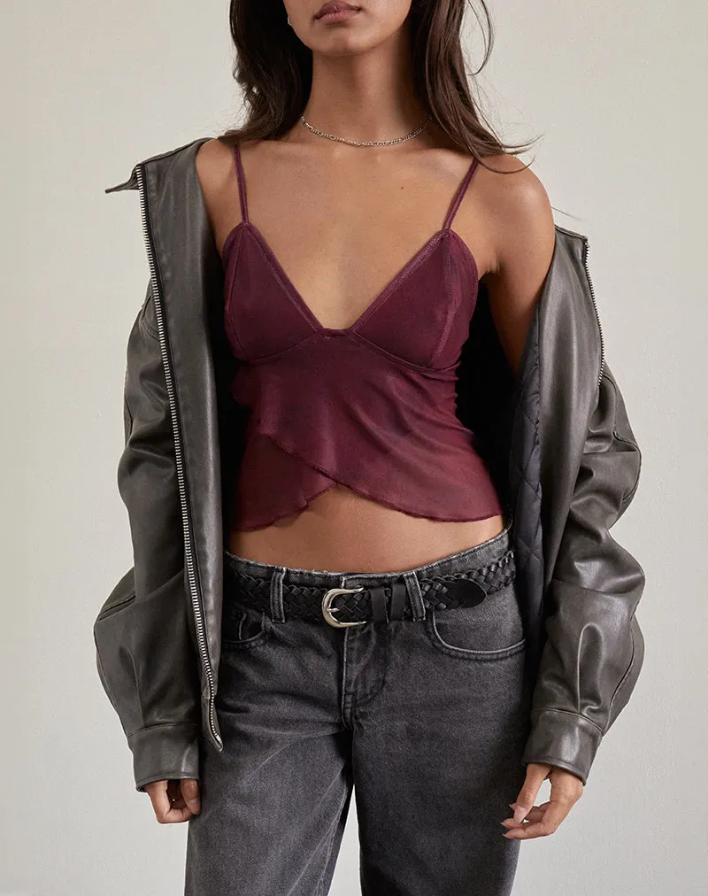 Cojira Mesh Butterfly Top in Tonal Burgundy Paisley