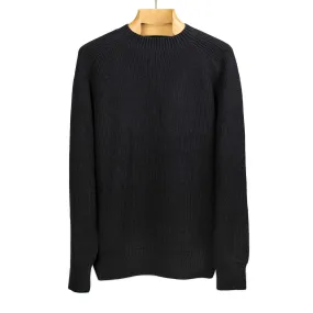 Crewneck sweater in black pima cotton