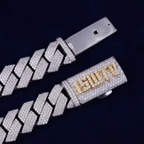 Custom Clasp 4 Row 20MM Moissanite Cuban Link Chain 14K Gold