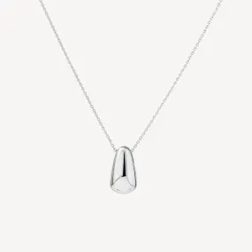 Drop Dome Pendant Necklace in Silver