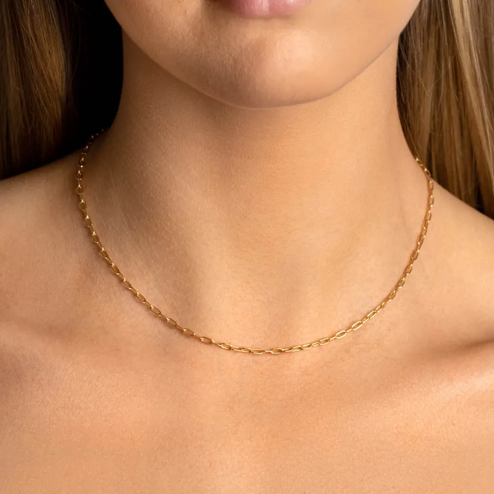 Fine Paperclip Chain Necklace in 10k Gold