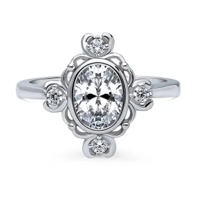 Flower Art Deco CZ Ring in Sterling Silver