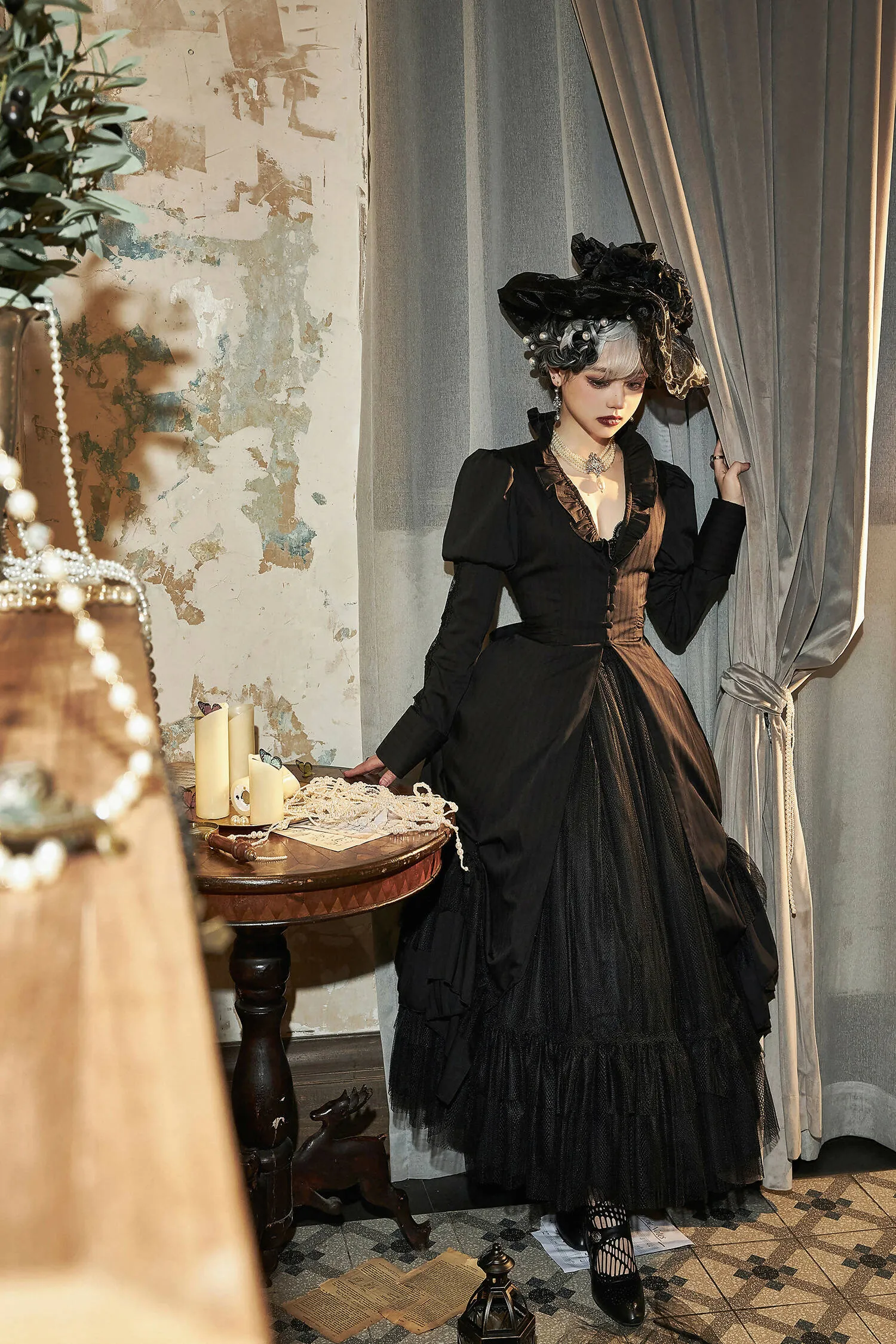 Garden of the Insomnia Night - Victorian Gothic Long Onepiece