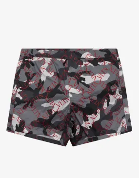 Grey Camouflage VLTN Grid Swim Shorts -