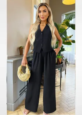 Helen Black Wide Leg Trousers