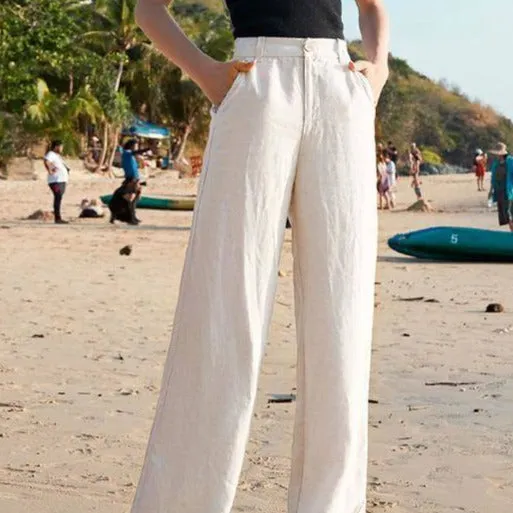 High-Waist Linen Pants