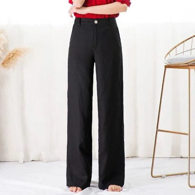 High-Waist Linen Pants