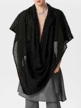 Mens Fringe Jacquard See Through Cloak SKUK44695