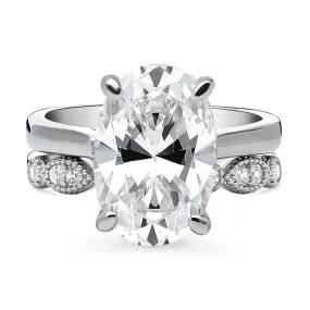 Milgrain Solitaire 5.5ct CZ Ring Set in Sterling Silver