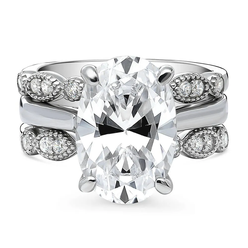 Milgrain Solitaire 5.5ct CZ Ring Set in Sterling Silver