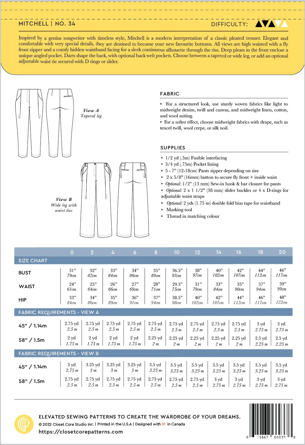 Mitchell Trousers Pattern