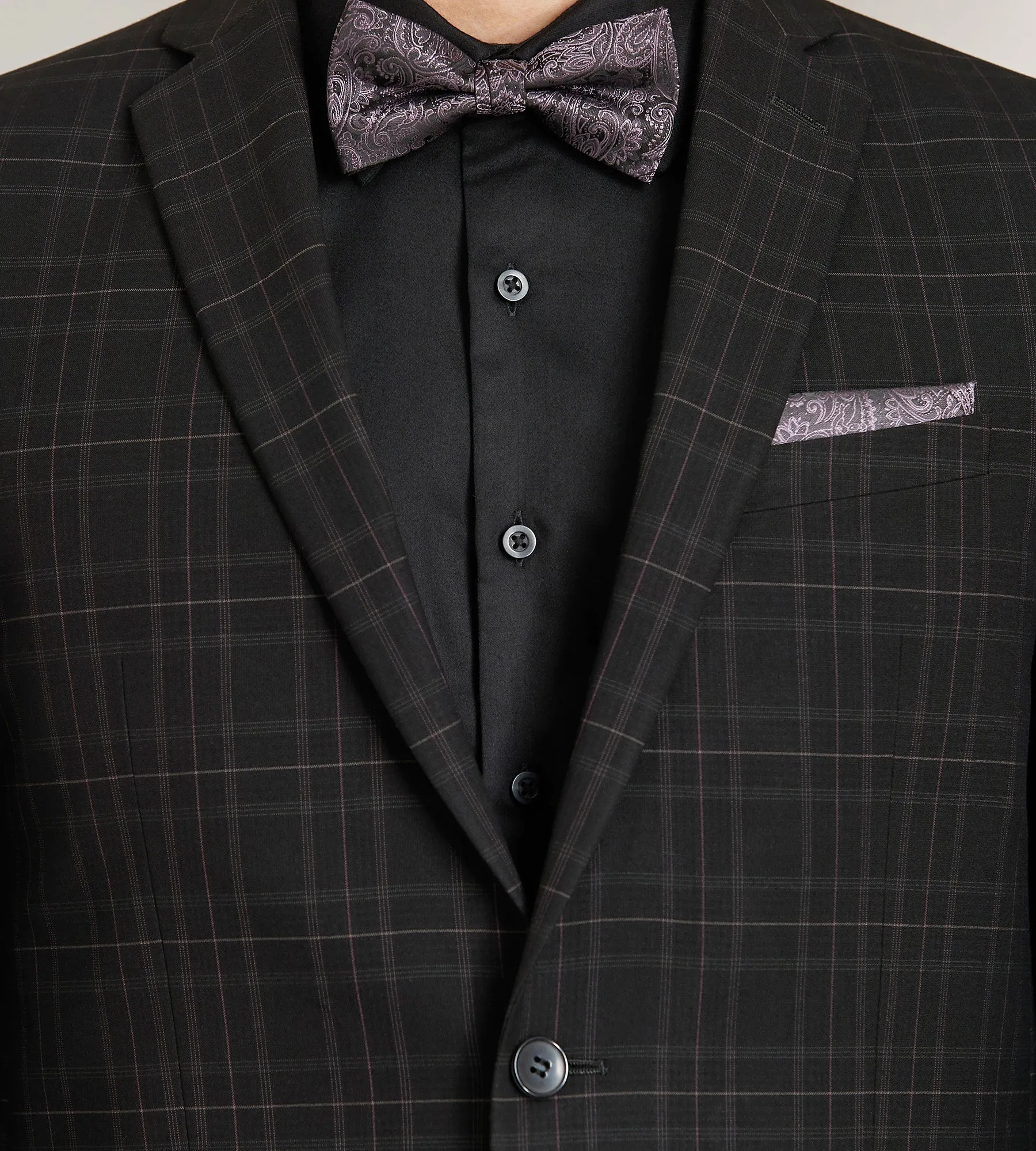 Modern Fit Black Plaid Suit Separate Jacket