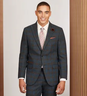 Modern Fit Blue Plaid Suit Jacket