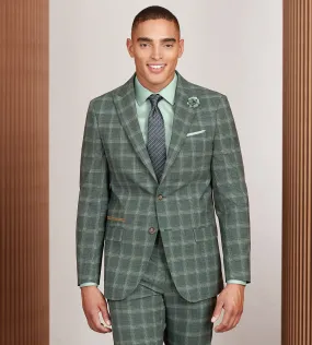 Modern Fit Green Plaid Suit