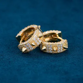 Moissanite Spiked Huggie Earrings 14k Gold