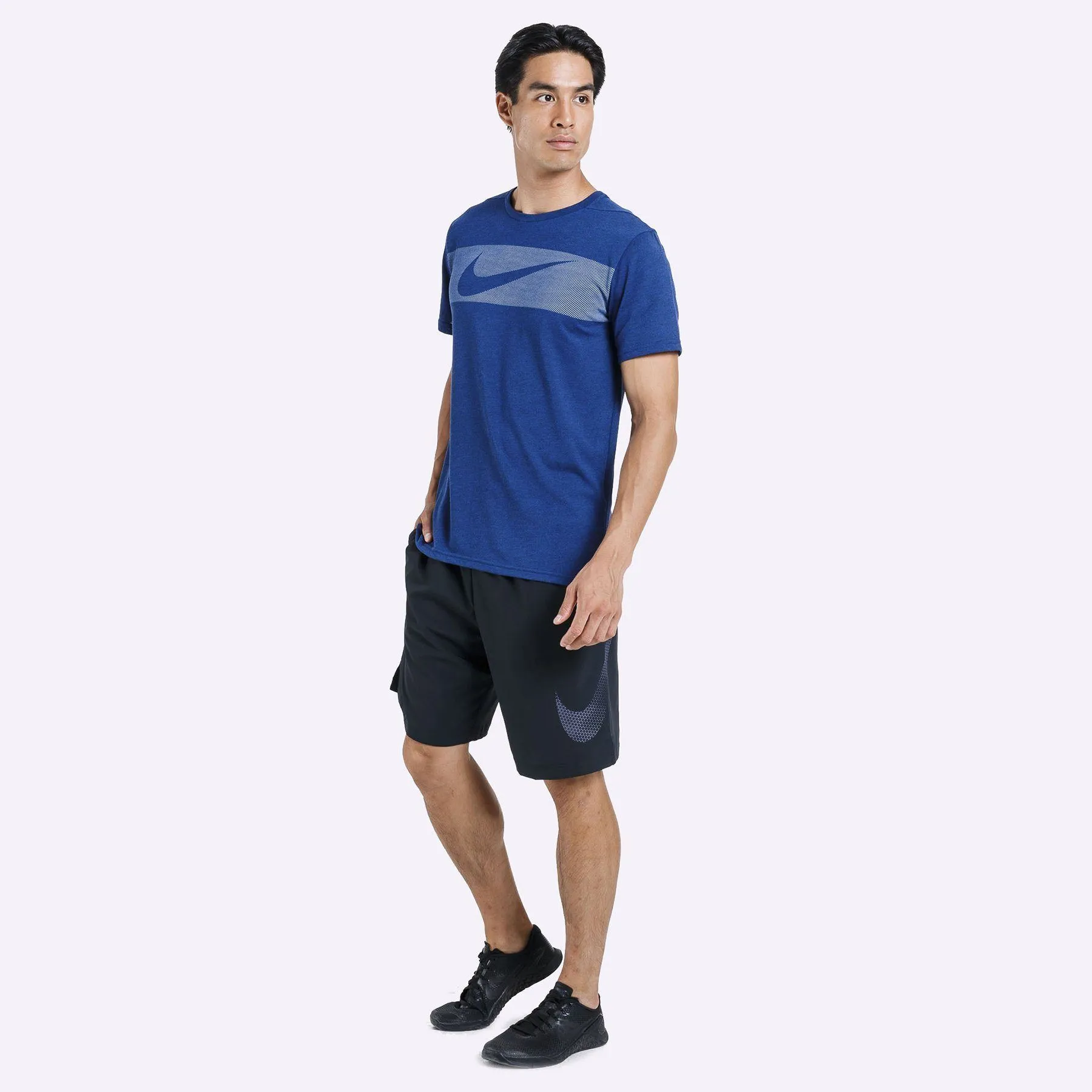 Nike - Dri-FIT Breathe Men's Short-Sleeve Training Top - Blue Void/Heather/White