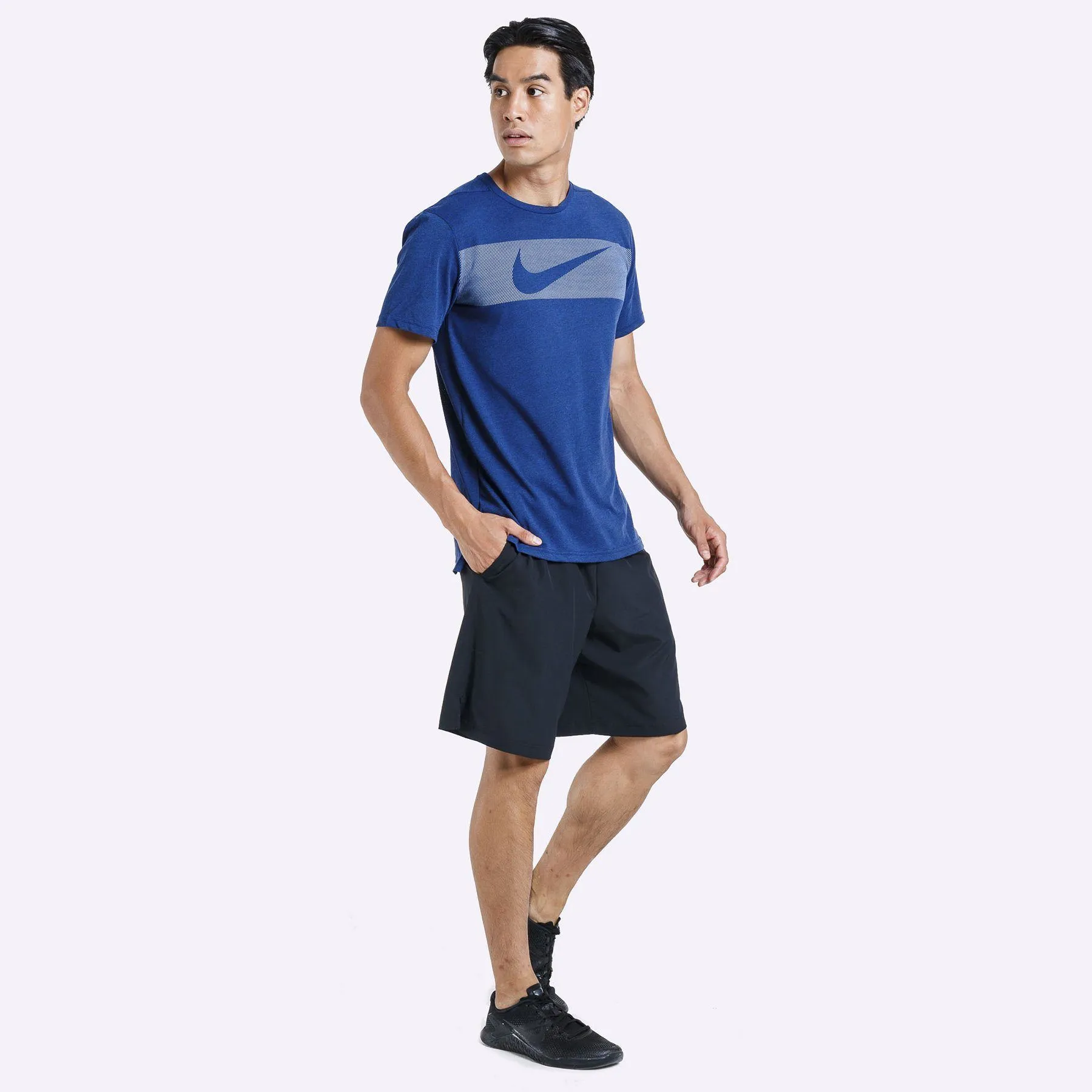 Nike - Dri-FIT Breathe Men's Short-Sleeve Training Top - Blue Void/Heather/White