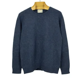 Saddle shoulder sweater in Night Navy washed shetland wool