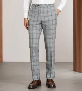 Slim Fit Grey Plaid Suit Pants