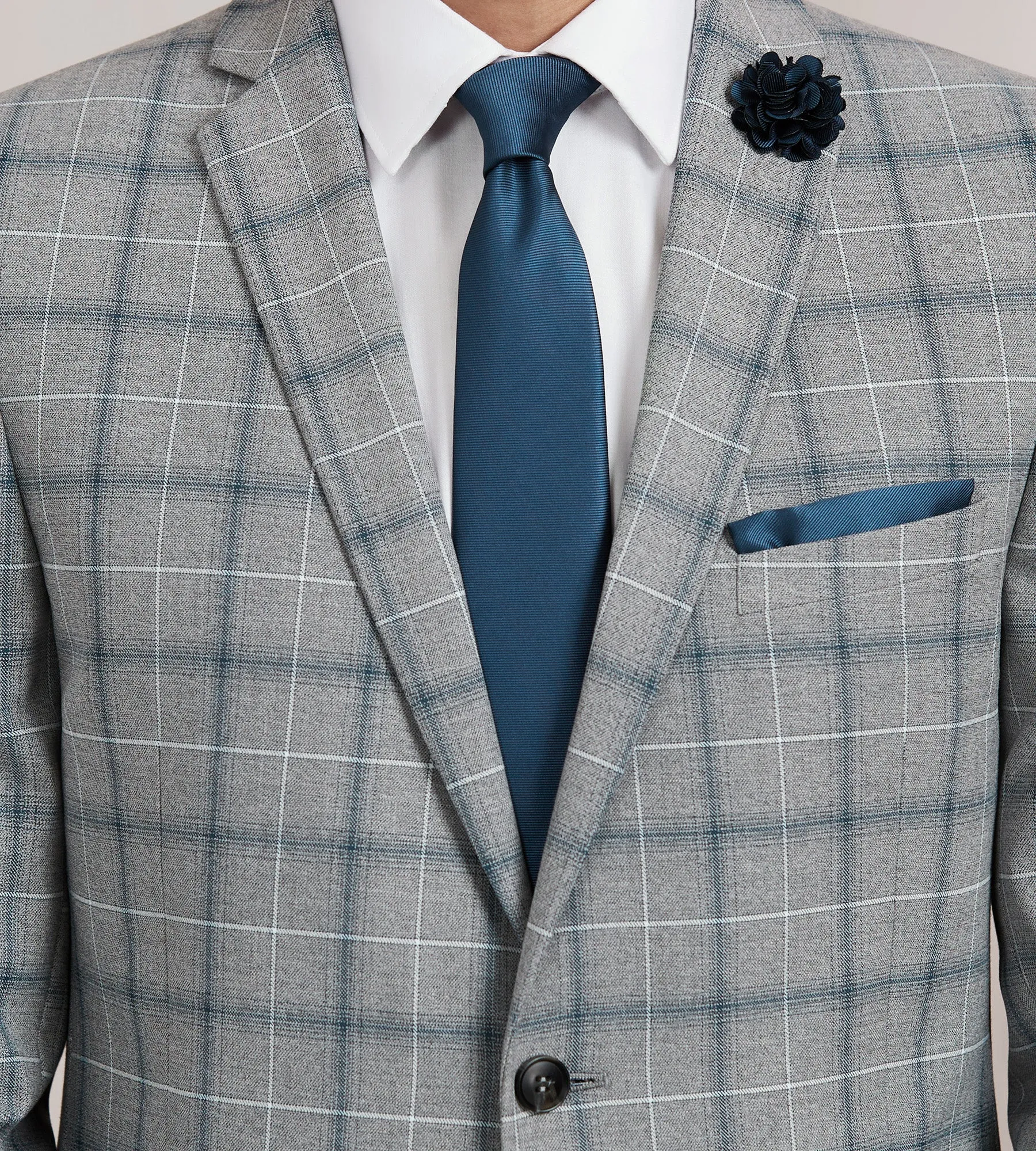 Slim Fit Grey Plaid Suit