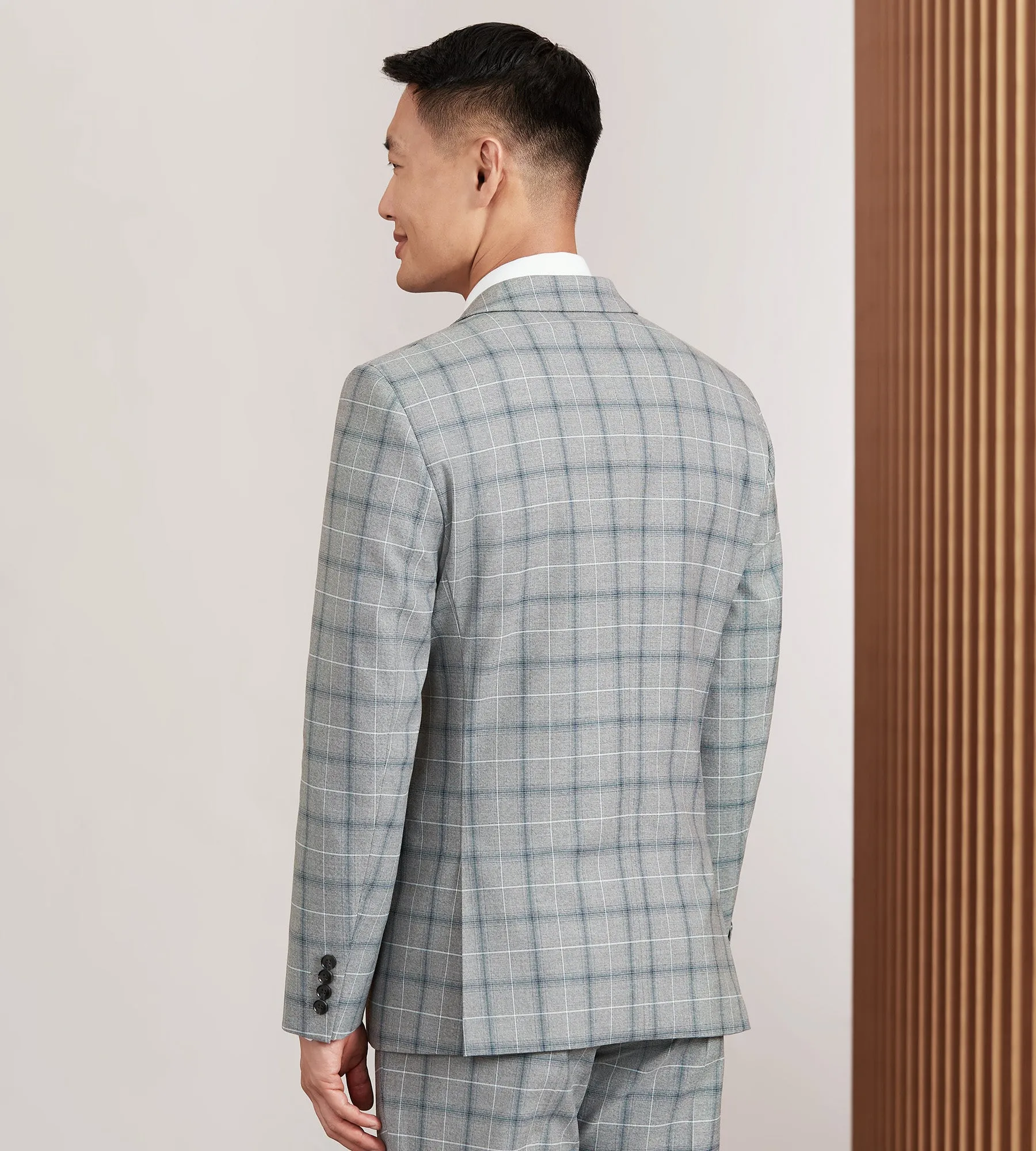 Slim Fit Grey Plaid Suit