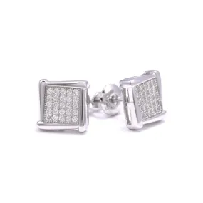 Solid Edge Moissanite Square Earrings 14K Gold