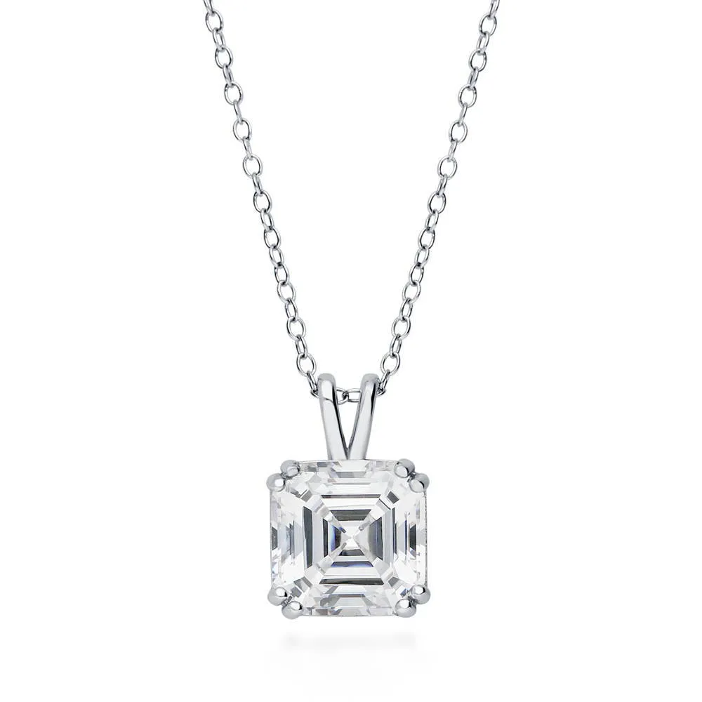 Solitaire Asscher CZ Set in Sterling Silver