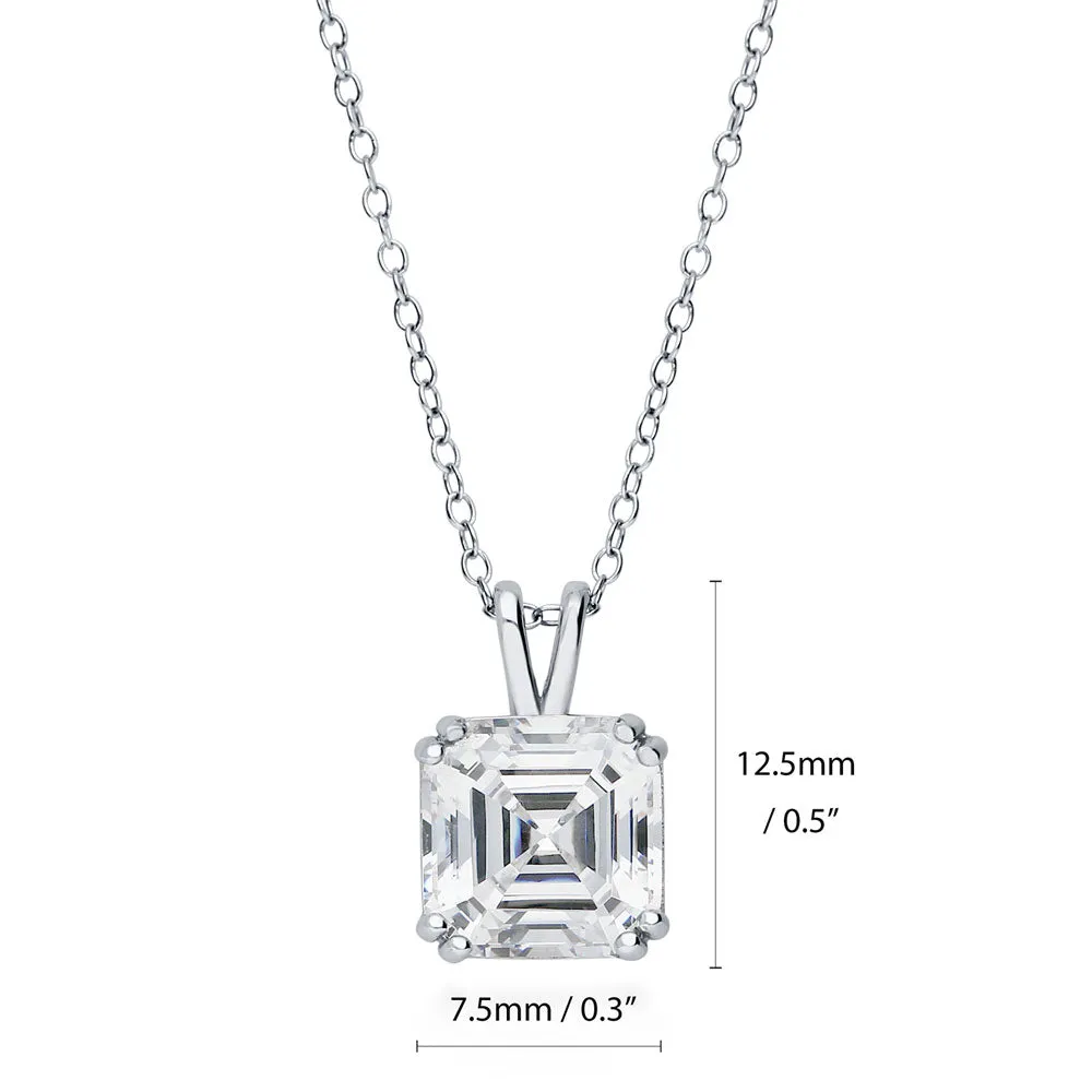 Solitaire Asscher CZ Set in Sterling Silver