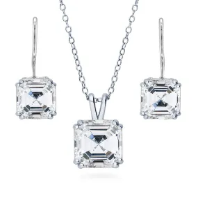 Solitaire Asscher CZ Set in Sterling Silver