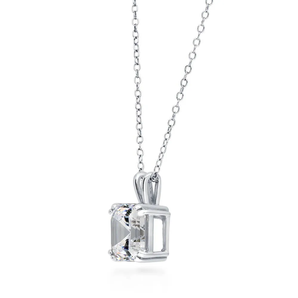 Solitaire Asscher CZ Set in Sterling Silver