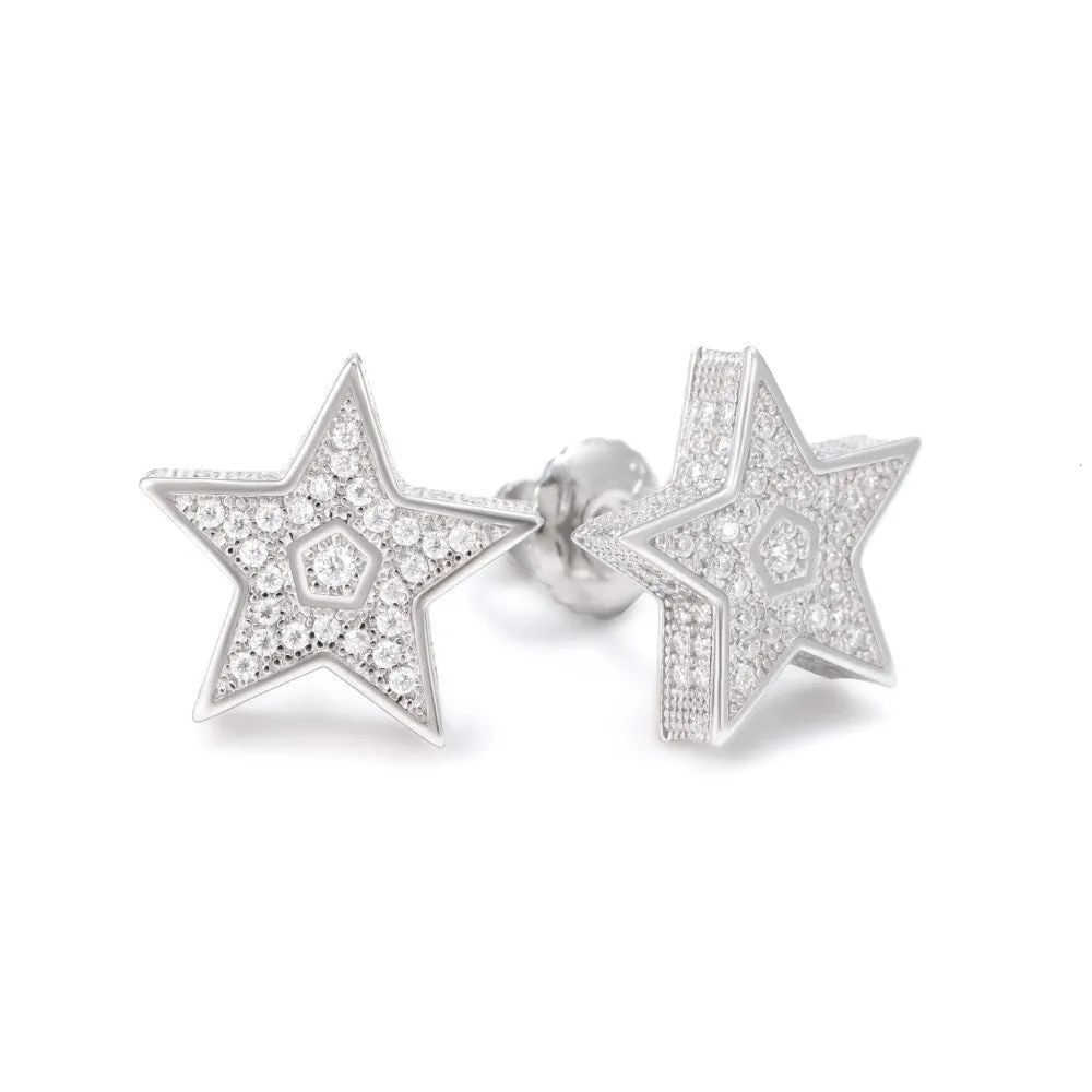 Star Moissanite Earrings 14K Gold