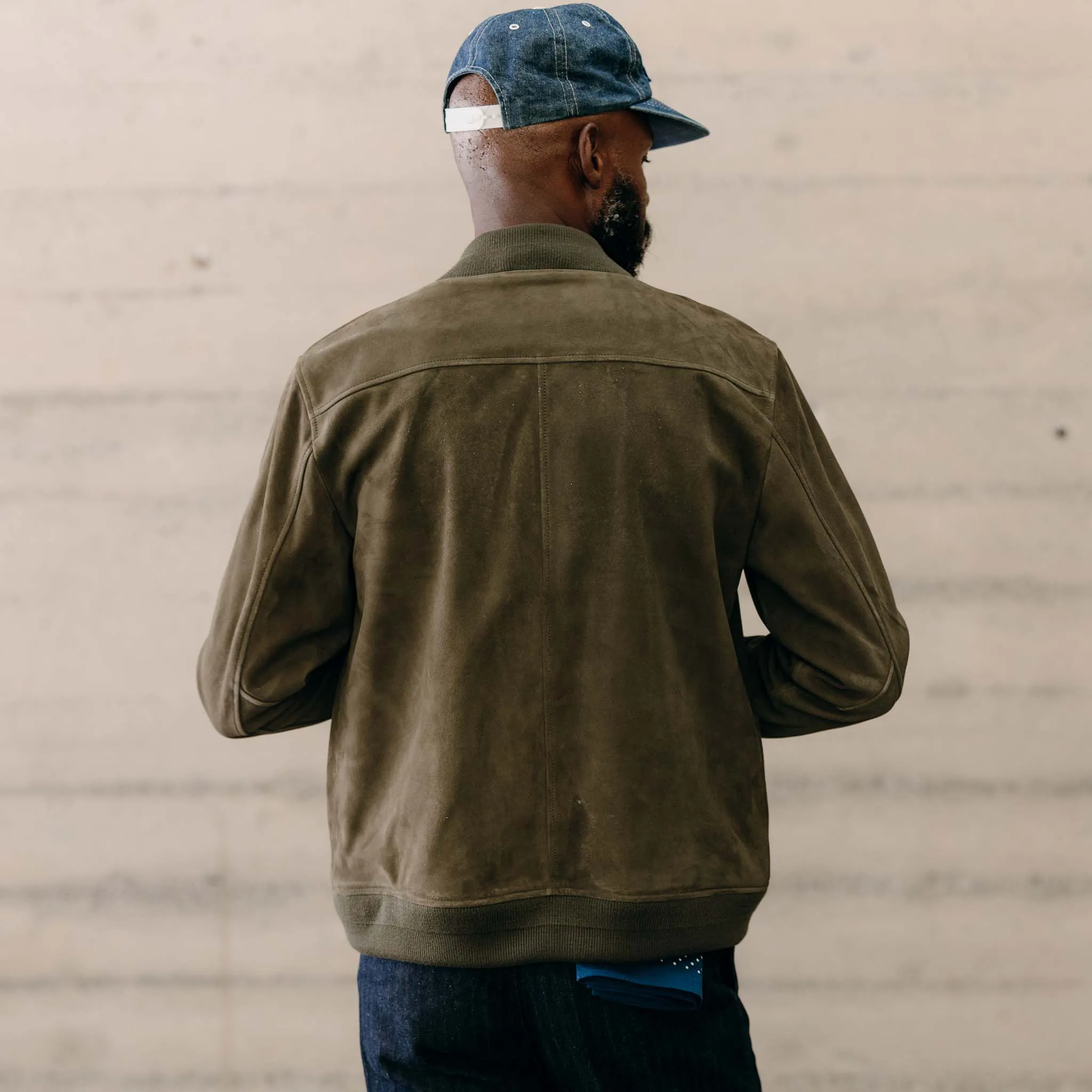 The Bomber Jacket in Army Suede