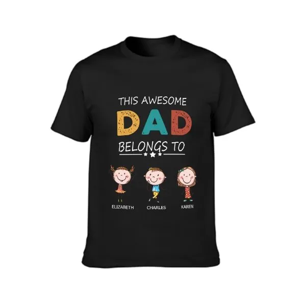 This Awesome Dad Belongs To - Personalized Unisex T-Shirt - Gift for Dad