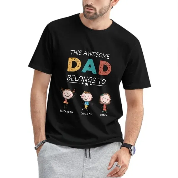 This Awesome Dad Belongs To - Personalized Unisex T-Shirt - Gift for Dad