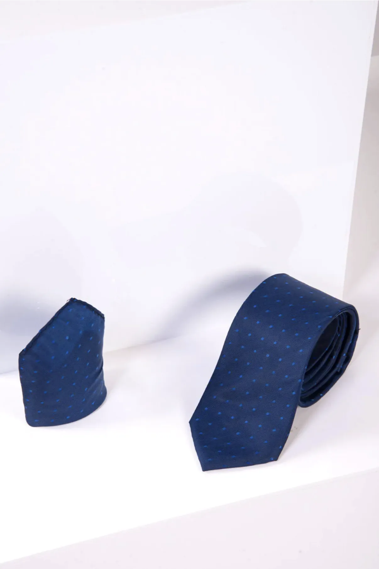 TS POLKA DOT - Blue Polka Dot Tie and Pocket Square Set