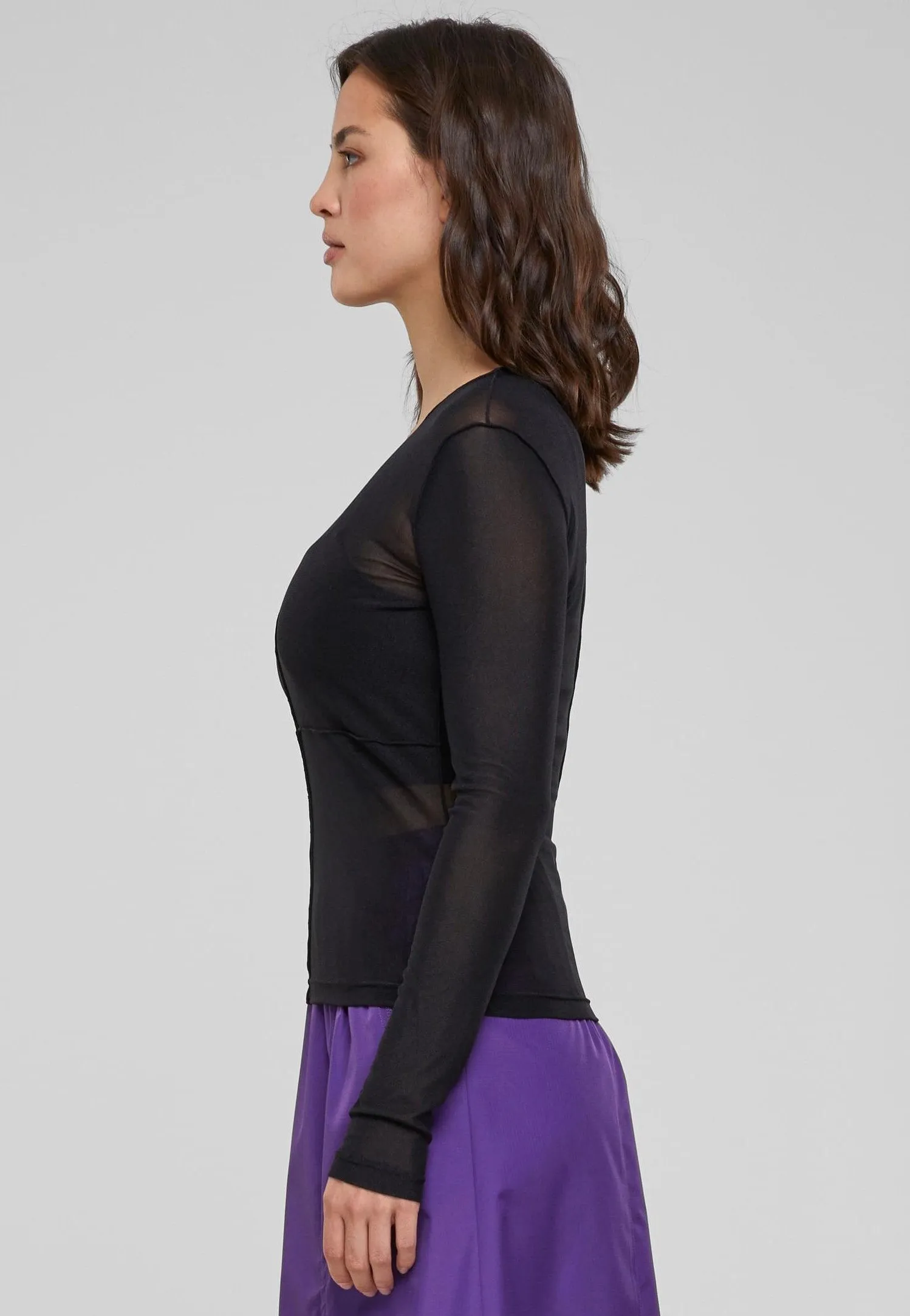 Urban Classics - Ladies Exposed Seam Mesh Black - Longsleeve